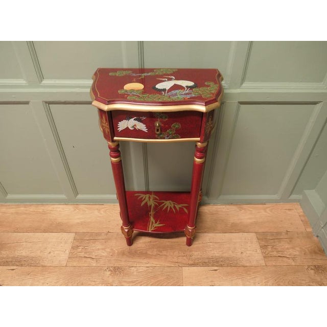 1920s Red Lacquer Chinoiserie Side Table, 1920 For Sale - Image 5 of 7