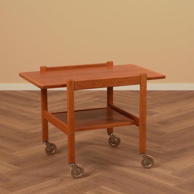 Swedish Serving Trolley in Teak and Oak, 1950 For Sale - Image 6 of 6
