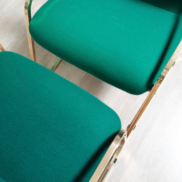 Vintage Poker Chairs in Green Fabric, Set of 4 For Sale - Image 10 of 14