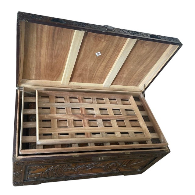 Vintage Chinese Camphor Wood Hand Crafted Nesting Chests Tables- Set of 3 For Sale - Image 12 of 12