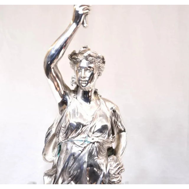 Silver Bronze Candleholders by Gregoire Figurines, Set of 2 For Sale - Image 4 of 11