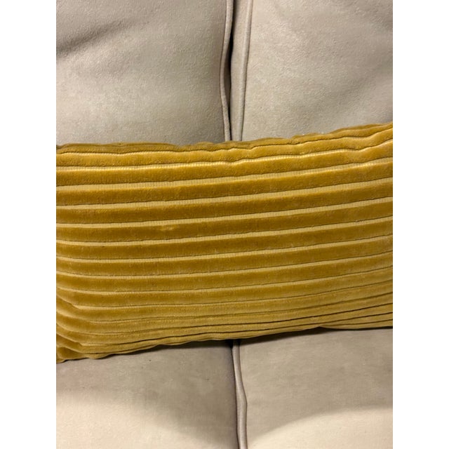 Yellow Bespoke Channel-Tufted Velvet Lumbar Pillow For Sale - Image 8 of 12