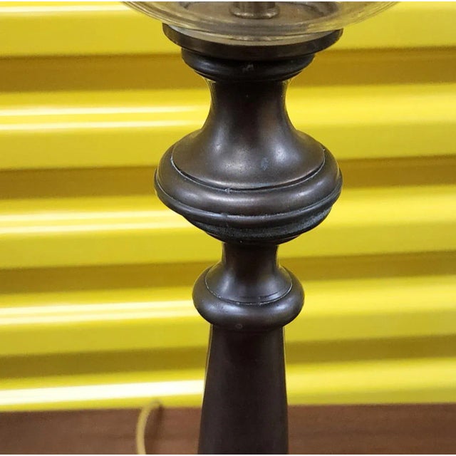 Transparent Fantastic Antique Art-Deco Hand Decorated Glass & Metal Table Lamp, C1930s For Sale - Image 8 of 11