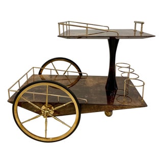 Aldo Tura Geometric Design Bar Cart For Sale