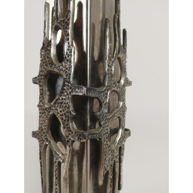 Brutalist Italian Brutalist Steel Vase, Italy, 1970s For Sale - Image 3 of 13