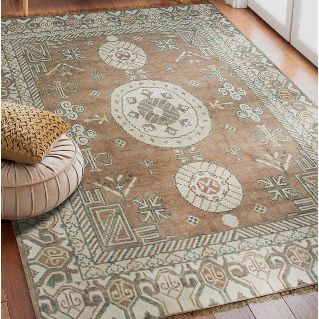 8x10 Brown Hand-Knotted Wool Triple Medallion Classic Traditional Carpet Rug For Sale - Image 4 of 9