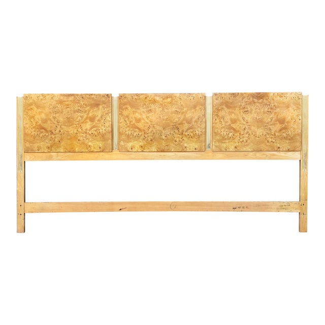 1970s Mid Century Burl Wood Queen Headboard by Thomasville For Sale