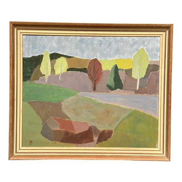 Carl‑einar Andersson, Trees and Fields, 1959, Oil on Panel, Framed For Sale