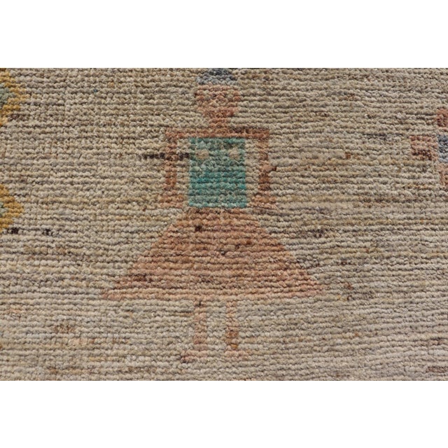 Modern Casual Afghan Wool Tribal Rug With Sub-Geometric Design 4'9 X 5'6 For Sale In Atlanta - Image 6 of 12