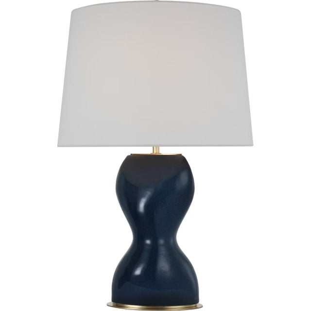 Traditional Thomas O'Brien by Visual Comfort Signature Misaki 28" Table Lamp in Sandy Midnight with Linen Shade For Sale - Image 3 of 3