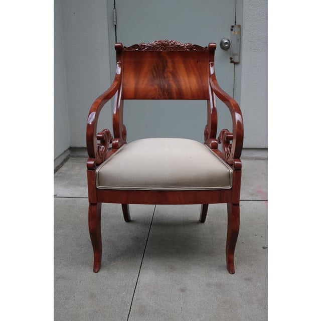 Wood Early 19th Century Pair of Mahogany Empire Armchairs For Sale - Image 7 of 11