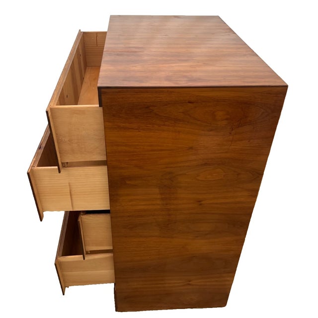Gorgeous Mid Century Art Deco Revival Dresser Chest Four Drawers Brass Pulls For Sale In Palm Springs - Image 6 of 13