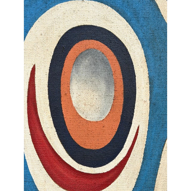 Large Mid Century abstract Oil on Burlap Alexander Calder School, Circa 1950s For Sale - Image 4 of 18
