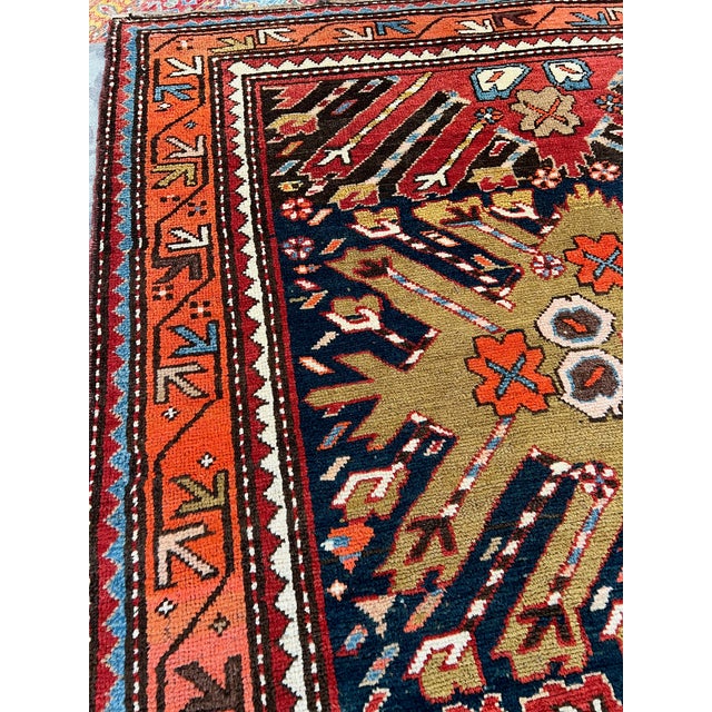 Antique Starburst Design Kazak Rug 4'3" X 9'10" For Sale - Image 10 of 13