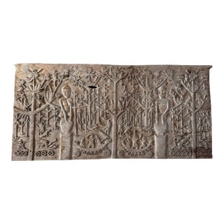 Hand-Carved Teak Wood Sculpture Panel Depicting Dayak Mythology For Sale