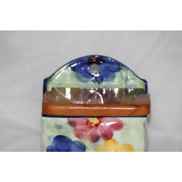 Flower Decor Ceramic Salt Box, 1950s For Sale - Image 3 of 18