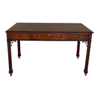 20th Century Chippendale Chinoiserie Mahogany Writing Desk For Sale