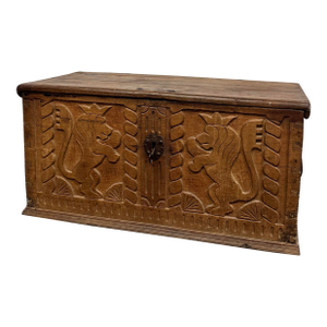 18th Century Danish Gothic Carved Oak Blanket Chest
