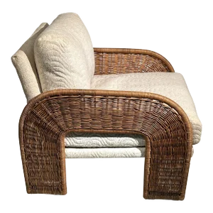 1970's Adrian Pearsall Revival Wicker Club Chair