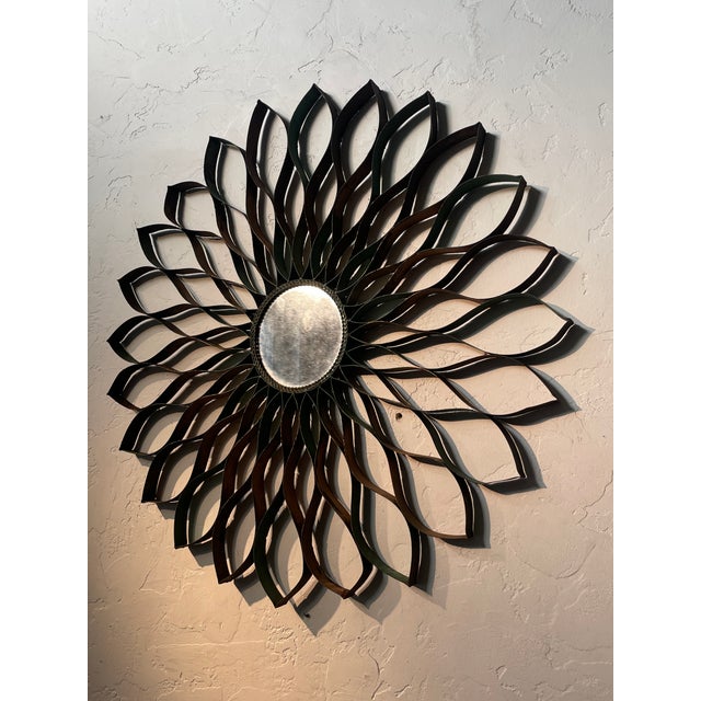 Mid-Century Modern 1970's Weathered Mirror Metal Starburst For Sale - Image 3 of 5