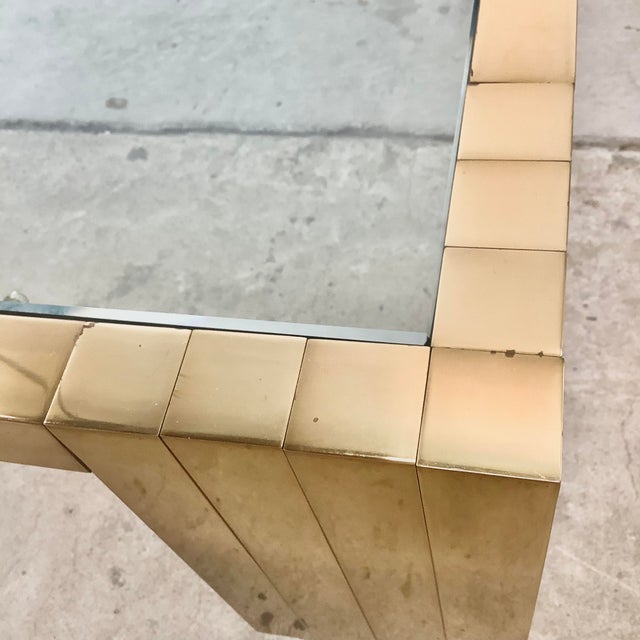 Monumental Vintage Brass & Glass Square Coffee Table, Cityscape Manner, 48 X 48 For Sale - Image 18 of 18
