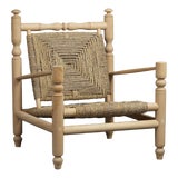 Vintage Woven Seagrass Lounge Chair, France, 1970s For Sale