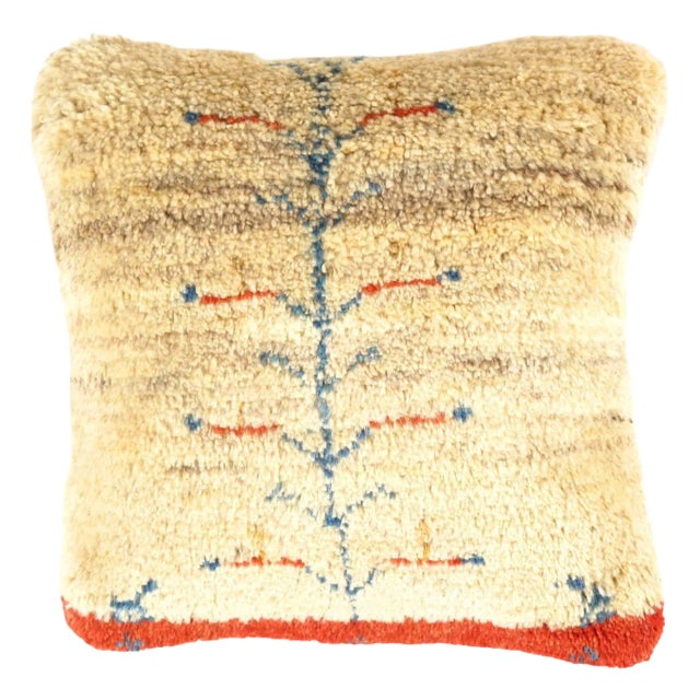 Fine Hand Knotted Persian Gabbeh Pillow For Sale