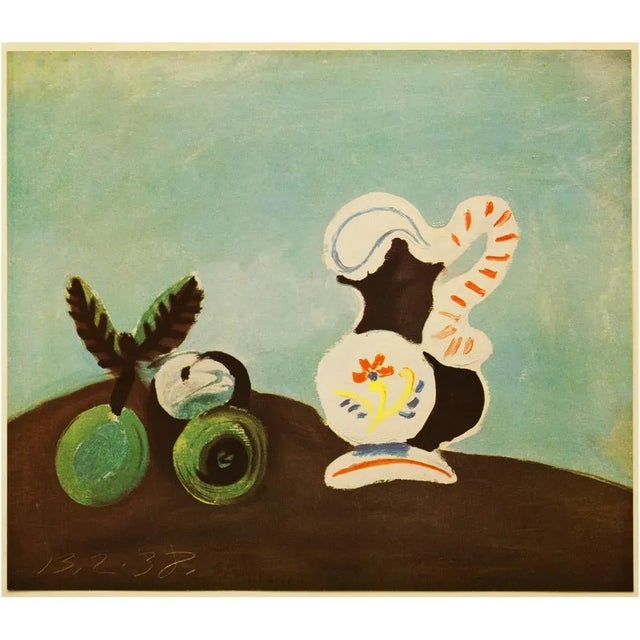 A lovely rare First Edition period offset lithograph, print, of Still Life (1938) by Pablo Picasso. Comes from a rare...