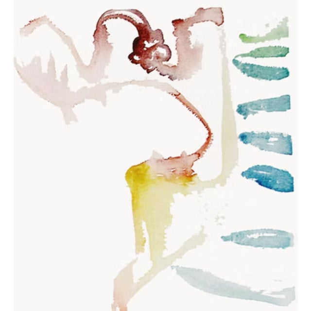 "Showing Shade", 2009. Contemporary, Abstract Expressionism. Watercolor on Paper. Shades of Jade Green With Accents of Rose, Gray and Yellow. For Sale - Image 4 of 7