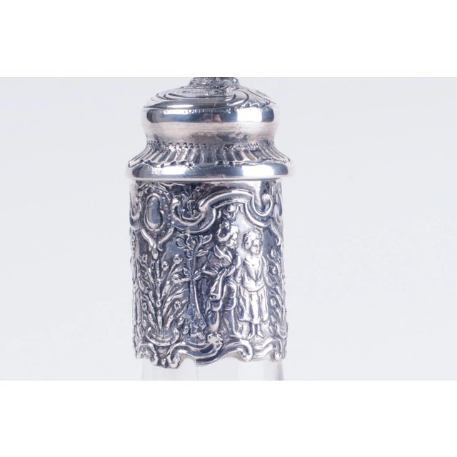 Antique Storck & Sinsheimer Glass Silver Decanter For Sale - Image 4 of 11