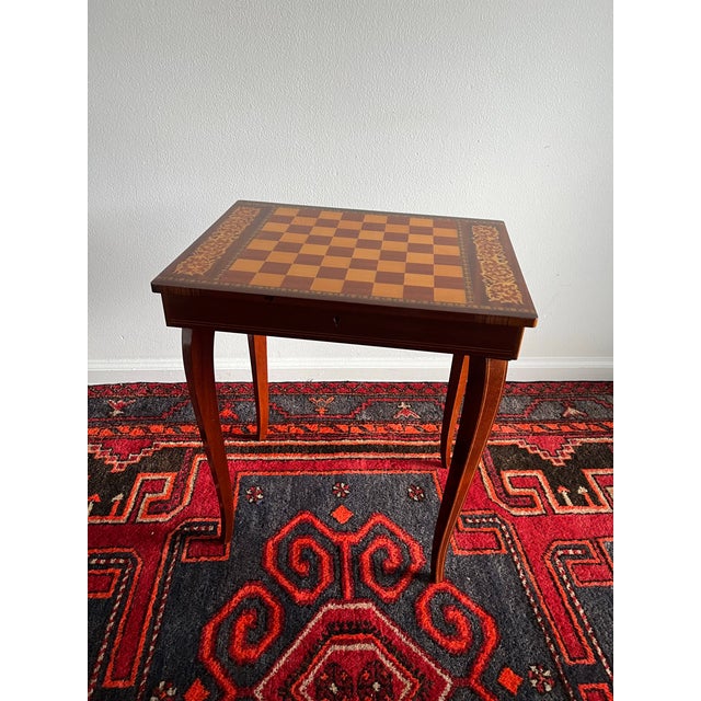 1960s Mid Century Italian Side Table - Chess Table Inlaid Marquetry Music Box For Sale In West Palm - Image 6 of 11