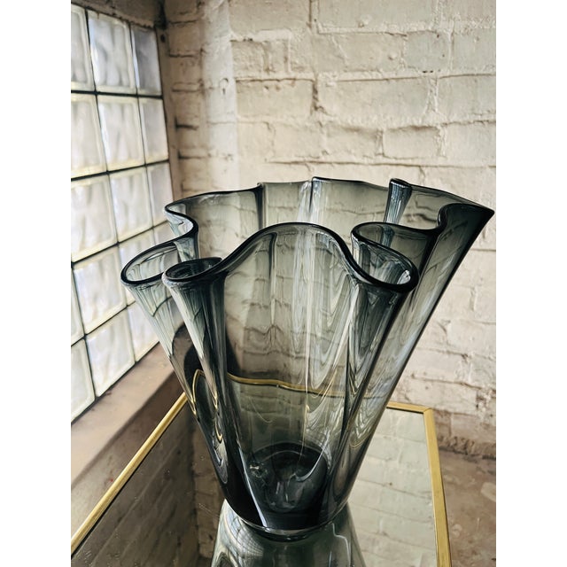 Late 20th Century Postmodern Charcoal Ruffle Vase For Sale - Image 10 of 10