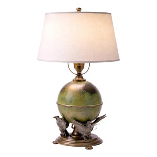 Swedish Bronze and Pewter Table Lamp from Ystad Metall, 1930s For Sale