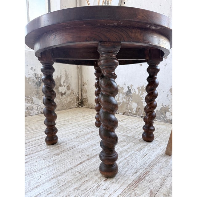 Round Walnut Table with Turned Legs, 1900s For Sale - Image 9 of 18