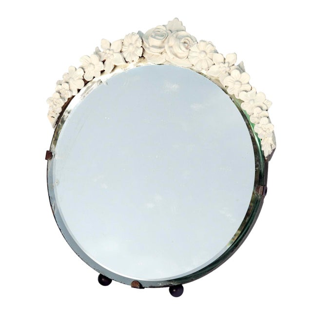 Early 20th Century Original Art Deco Beveled Free Standing Barbola Mirror on Ball Feet For Sale In Los Angeles - Image 6 of 6