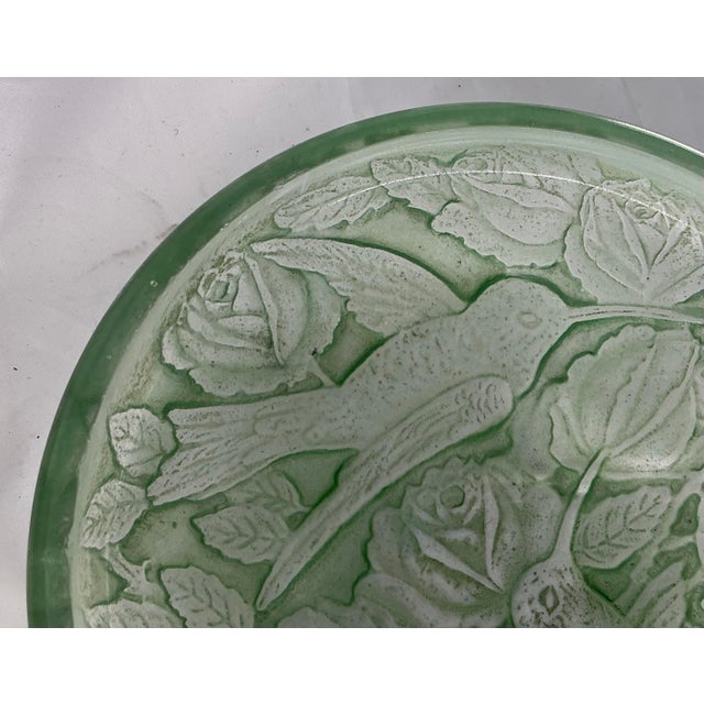 Antique Consolidated Lamp and Glass Co. Powder Jar/ Dresser Box With Hummingbirds and Roses. For Sale - Image 11 of 12