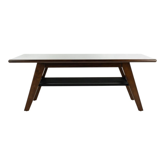 Contemporary 2 Tier Coffee Table in Dark Walnut For Sale