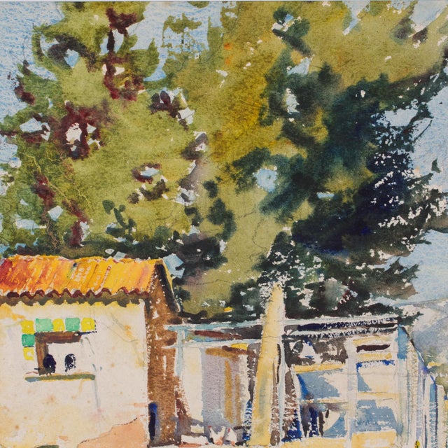 Green Landscape in Provence Watercolor Painting by Francois Pascal, Circa 1940 For Sale - Image 8 of 15