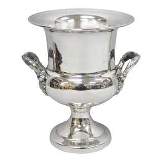 Vintage Regency Silver Plated Trophy Cup Urn Bar Champagne Chiller Ice Bucket For Sale