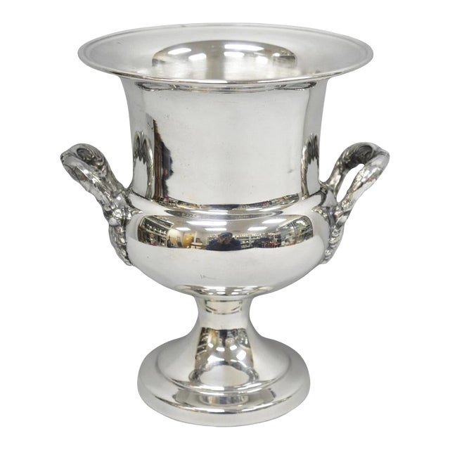 Vintage Regency Silver Plated Trophy Cup Urn Bar Champagne Chiller Ice Bucket For Sale