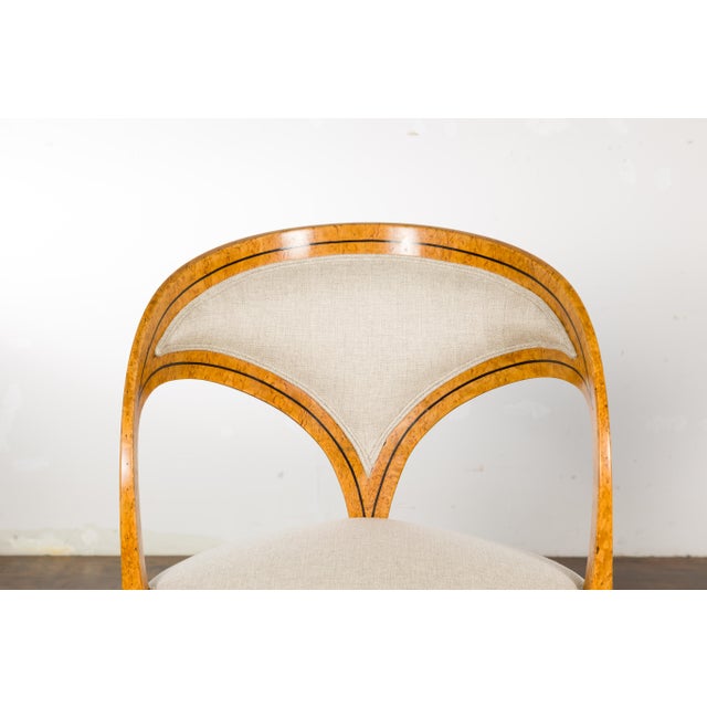 Brown Biedermeier 19th Century Chairs with Ebonized Accents and New Upholstery, a Pair For Sale - Image 8 of 12