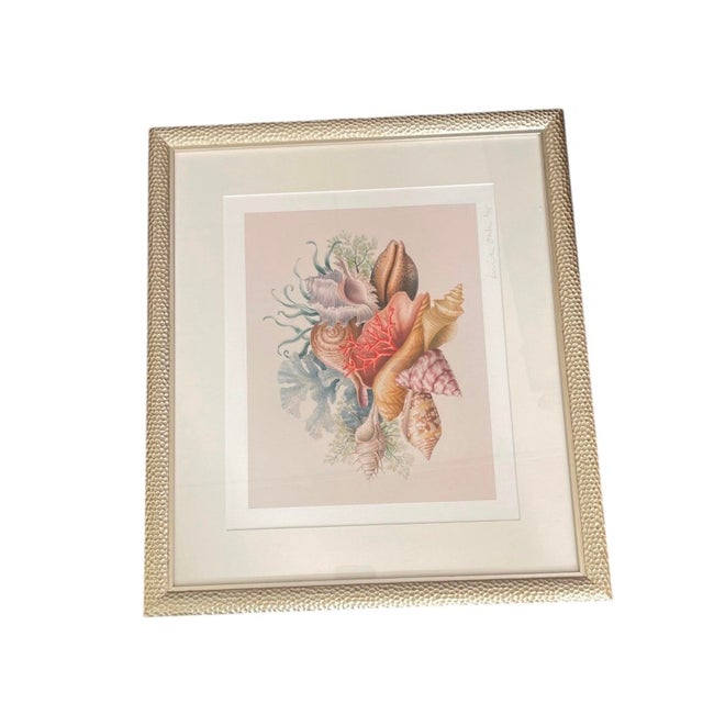Framed Coastal Seashell Bouquet Watercolor Art Print For Sale In West Palm - Image 6 of 12