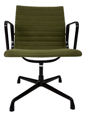 Early Edition EA 208 Swivel Side or Dining Chair with Black Aluminum Frame by Charles & Ray Eames for Herman Miller / Vitra, 1960s