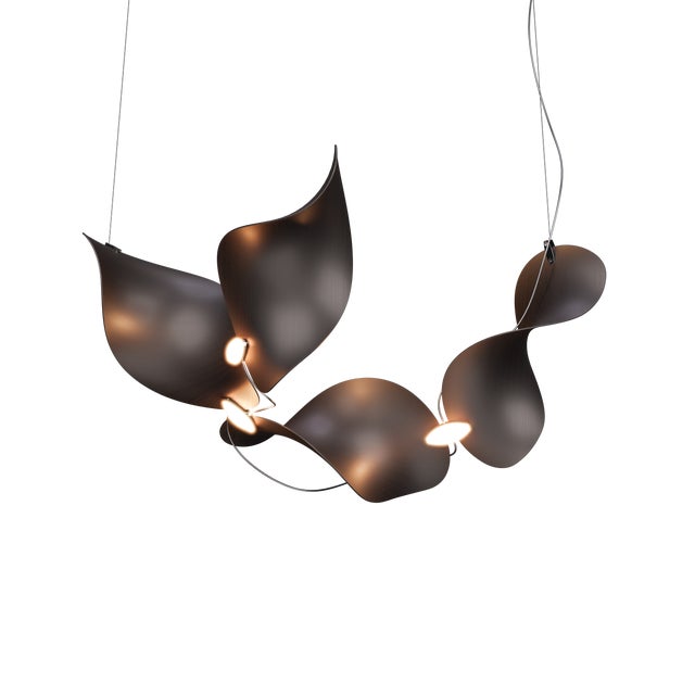 Contemporary Dune 4 Curve Chandelier with Metallic Tone Shades from Moss Objects For Sale - Image 3 of 6