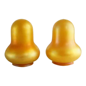 American Quezal Art Glass Gold Acorn Shades - A Pair