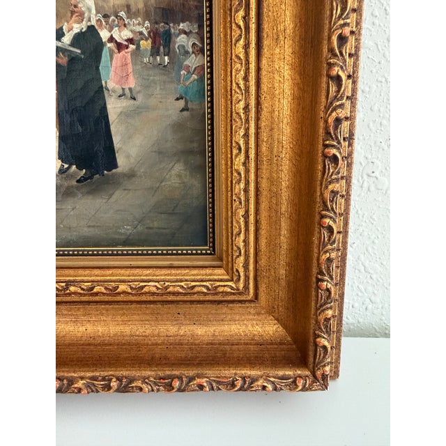 Late 19th Century Antique 19th Century French Oil Painting Genre Scene Figures Village Tavern Art For Sale - Image 5 of 13