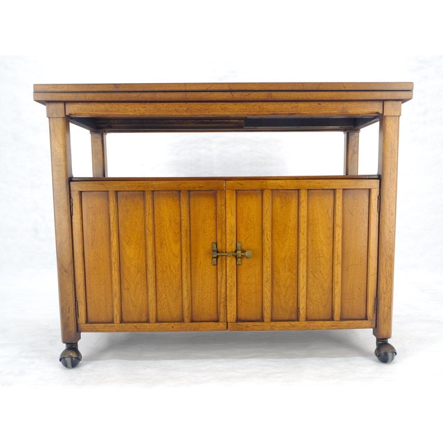 Flip Top Balck Formica Serving Cabinet Server on Wheels Mid Century c1970s MINT For Sale - Image 11 of 18