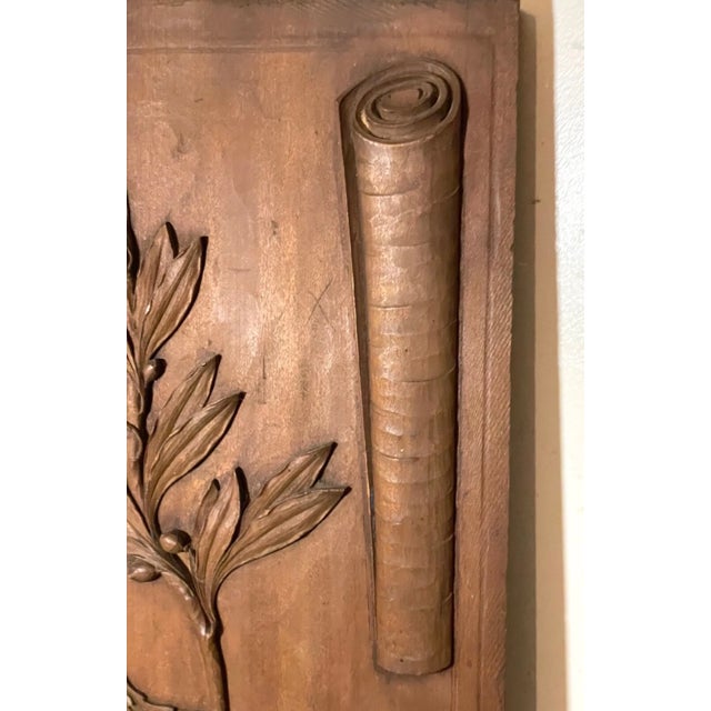 Wood Antique Hand Carved Wood Relief Wall Architectural Salvage Panel Sculpture Art For Sale - Image 7 of 15