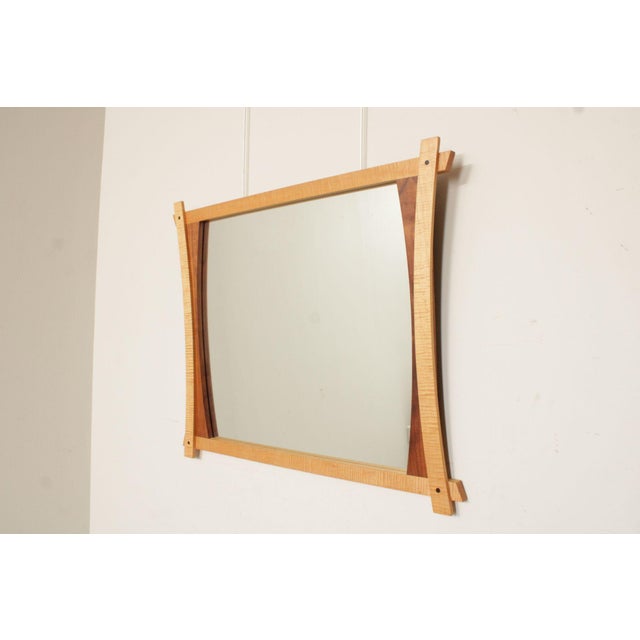 Studio Crafted Maple and Walnut Wall Mirror For Sale - Image 12 of 12