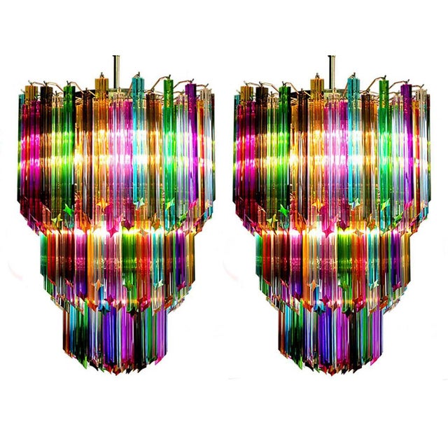 Multi-Color Triedri Chandelier, 1980s For Sale - Image 13 of 14